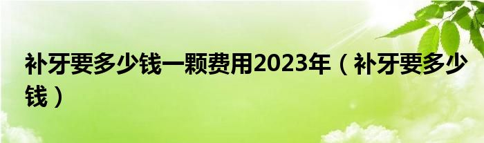 補(bǔ)牙要多少錢一顆費(fèi)用2023年（補(bǔ)牙要多少錢）