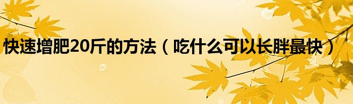 快速增肥20斤的方法（吃什么可以長(zhǎng)胖最快）