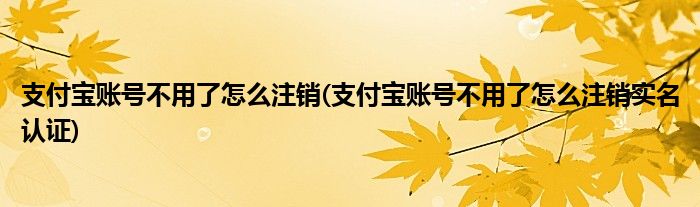 支付寶賬號不用了怎么注銷(支付寶賬號不用了怎么注銷實名認證)