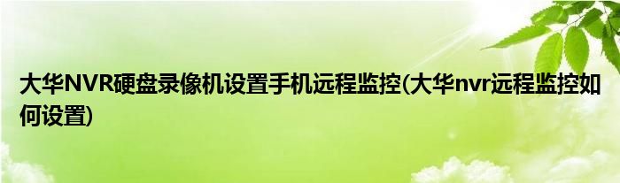 大華NVR硬盤錄像機(jī)設(shè)置手機(jī)遠(yuǎn)程監(jiān)控(大華nvr遠(yuǎn)程監(jiān)控如何設(shè)置)