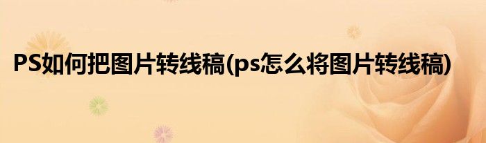 PS如何把圖片轉(zhuǎn)線稿(ps怎么將圖片轉(zhuǎn)線稿)