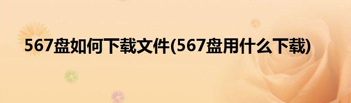 567盤如何下載文件(567盤用什么下載)