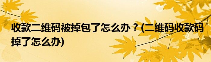 收款二維碼被掉包了怎么辦？(二維碼收款碼掉了怎么辦)