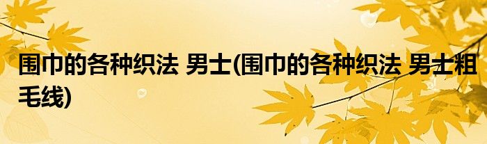 圍巾的各種織法 男士(圍巾的各種織法 男士粗毛線)