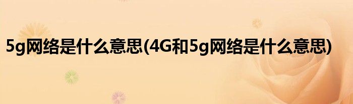 5g網絡是什么意思(4G和5g網絡是什么意思)