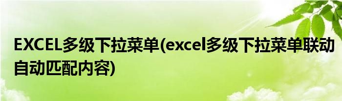 EXCEL多級下拉菜單(excel多級下拉菜單聯動自動匹配內容)