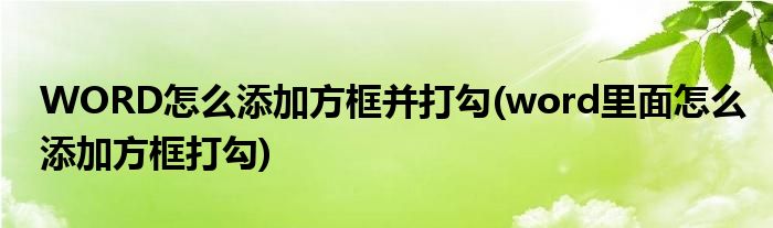 WORD怎么添加方框并打勾(word里面怎么添加方框打勾)