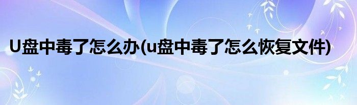 U盤中毒了怎么辦(u盤中毒了怎么恢復(fù)文件)