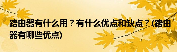 路由器有什么用？有什么優(yōu)點和缺點？(路由器有哪些優(yōu)點)