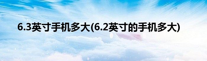 6.3英寸手機(jī)多大(6.2英寸的手機(jī)多大)