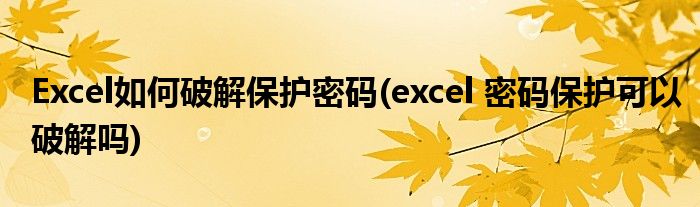 Excel如何破解保護(hù)密碼(excel 密碼保護(hù)可以破解嗎)