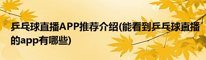 乒乓球直播APP推薦介紹(能看到乒乓球直播的app有哪些)