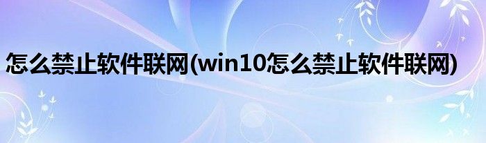 怎么禁止軟件聯(lián)網(wǎng)(win10怎么禁止軟件聯(lián)網(wǎng))