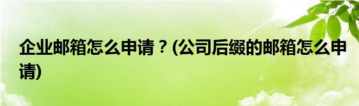 企業(yè)郵箱怎么申請？(公司后綴的郵箱怎么申請)