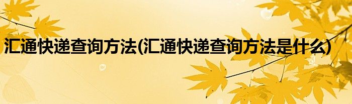 匯通快遞查詢方法(匯通快遞查詢方法是什么)