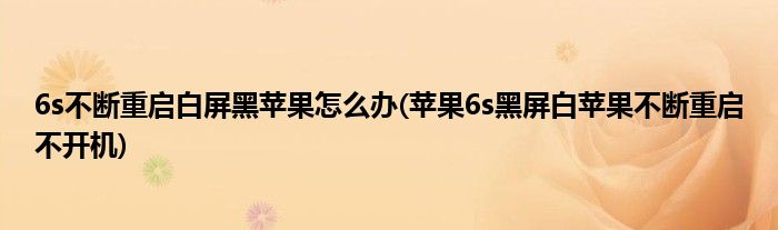 6s不斷重啟白屏黑蘋果怎么辦(蘋果6s黑屏白蘋果不斷重啟不開機(jī))