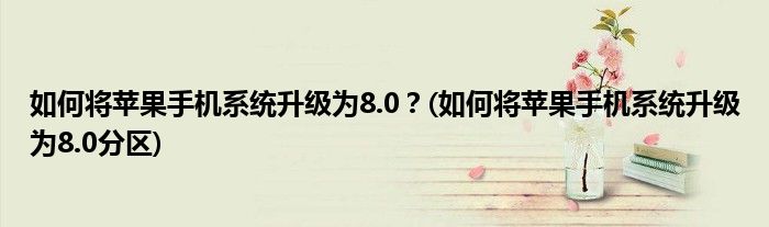 如何將蘋果手機(jī)系統(tǒng)升級為8.0？(如何將蘋果手機(jī)系統(tǒng)升級為8.0分區(qū))