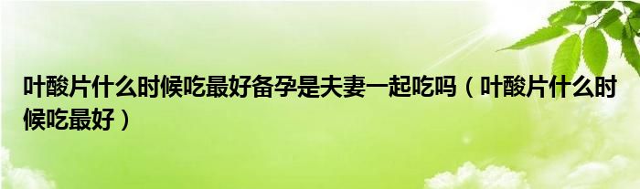 葉酸片什么時(shí)候吃最好備孕是夫妻一起吃嗎（葉酸片什么時(shí)候吃最好）