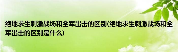 絕地求生刺激戰(zhàn)場和全軍出擊的區(qū)別(絕地求生刺激戰(zhàn)場和全軍出擊的區(qū)別是什么)