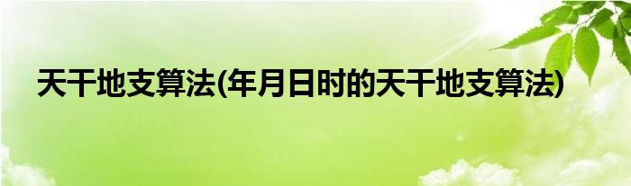 天干地支算法(年月日時的天干地支算法)