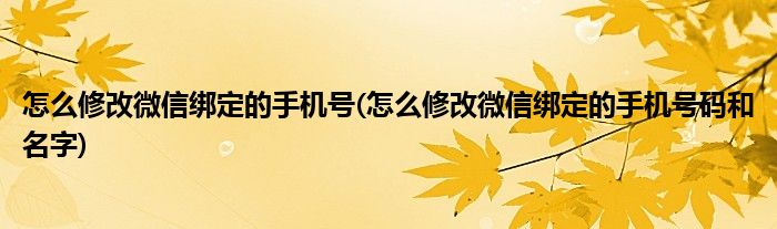 怎么修改微信綁定的手機(jī)號(hào)(怎么修改微信綁定的手機(jī)號(hào)碼和名字)