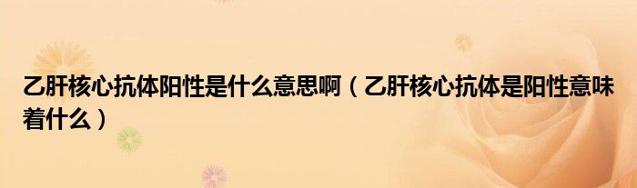 乙肝核心抗體陽性是什么意思?。ㄒ腋魏诵目贵w是陽性意味著什么）