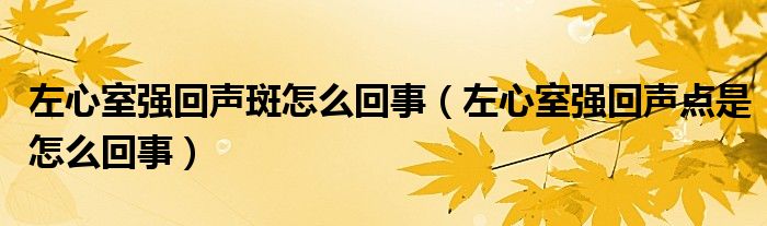 左心室強回聲斑怎么回事（左心室強回聲點是怎么回事）