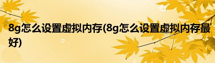 8g怎么設(shè)置虛擬內(nèi)存(8g怎么設(shè)置虛擬內(nèi)存最好)