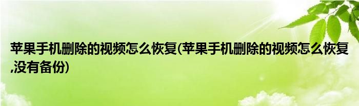 蘋(píng)果手機(jī)刪除的視頻怎么恢復(fù)(蘋(píng)果手機(jī)刪除的視頻怎么恢復(fù),沒(méi)有備份)