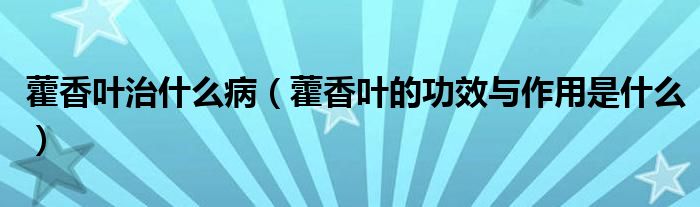 藿香葉治什么?。ㄞ较闳~的功效與作用是什么）