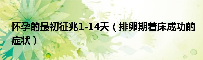 懷孕的最初征兆1-14天（排卵期著床成功的癥狀）