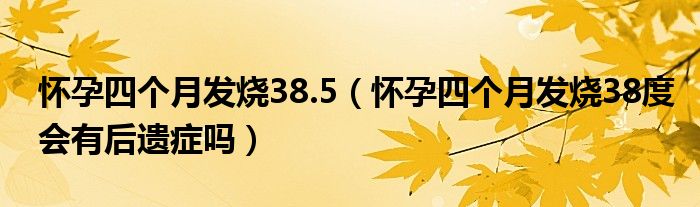 懷孕四個月發(fā)燒38.5（懷孕四個月發(fā)燒38度會有后遺癥嗎）