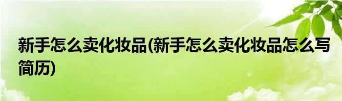 新手怎么賣化妝品(新手怎么賣化妝品怎么寫簡歷)