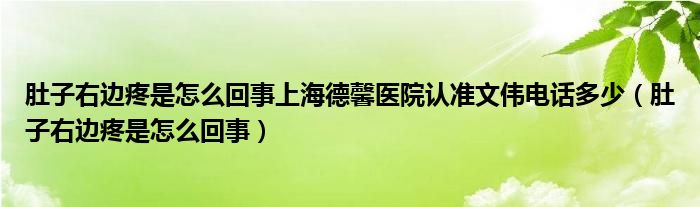 肚子右邊疼是怎么回事上海德馨醫(yī)院認(rèn)準(zhǔn)文偉電話多少（肚子右邊疼是怎么回事）