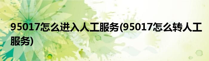 95017怎么進(jìn)入人工服務(wù)(95017怎么轉(zhuǎn)人工服務(wù))