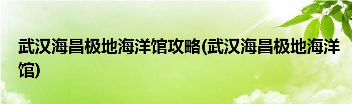 武漢海昌極地海洋館攻略(武漢海昌極地海洋館)