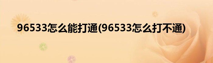 96533怎么能打通(96533怎么打不通)