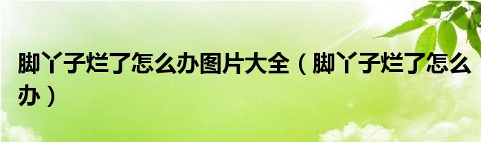 腳丫子爛了怎么辦圖片大全（腳丫子爛了怎么辦）