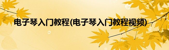 電子琴入門教程(電子琴入門教程視頻)