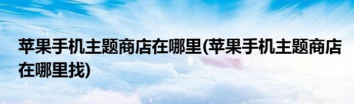 蘋果手機主題商店在哪里(蘋果手機主題商店在哪里找)