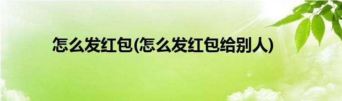 怎么發(fā)紅包(怎么發(fā)紅包給別人)