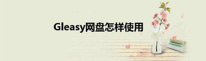 Gleasy網(wǎng)盤怎樣使用