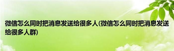 微信怎么同時(shí)把消息發(fā)送給很多人(微信怎么同時(shí)把消息發(fā)送給很多人群)