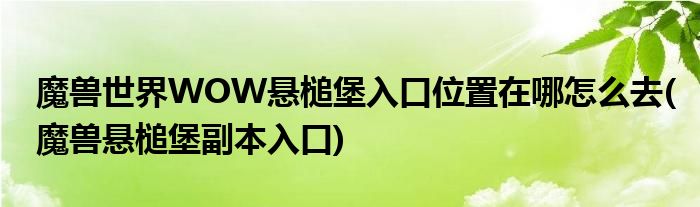 魔獸世界WOW懸槌堡入口位置在哪怎么去(魔獸懸槌堡副本入口)