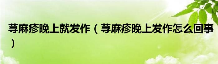 蕁麻疹晚上就發(fā)作（蕁麻疹晚上發(fā)作怎么回事）