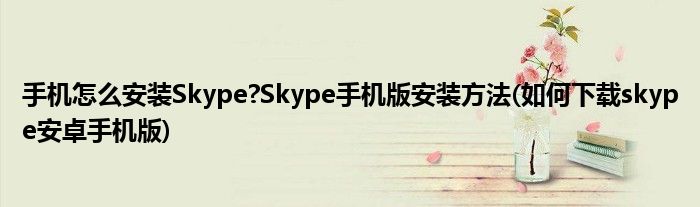 手機(jī)怎么安裝Skype?Skype手機(jī)版安裝方法(如何下載skype安卓手機(jī)版)