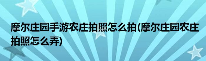 摩爾莊園手游農(nóng)莊拍照怎么拍(摩爾莊園農(nóng)莊拍照怎么弄)