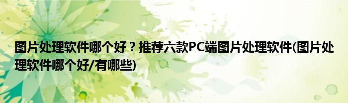 圖片處理軟件哪個好？推薦六款PC端圖片處理軟件(圖片處理軟件哪個好/有哪些)