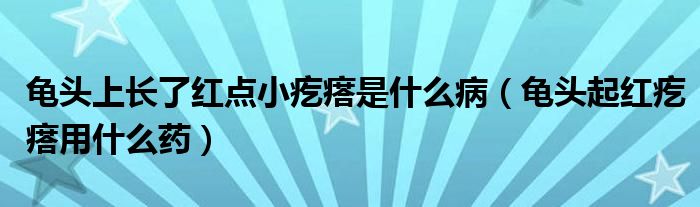 龜頭上長了紅點小疙瘩是什么?。旑^起紅疙瘩用什么藥）