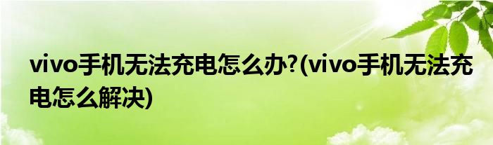 vivo手機(jī)無法充電怎么辦?(vivo手機(jī)無法充電怎么解決)